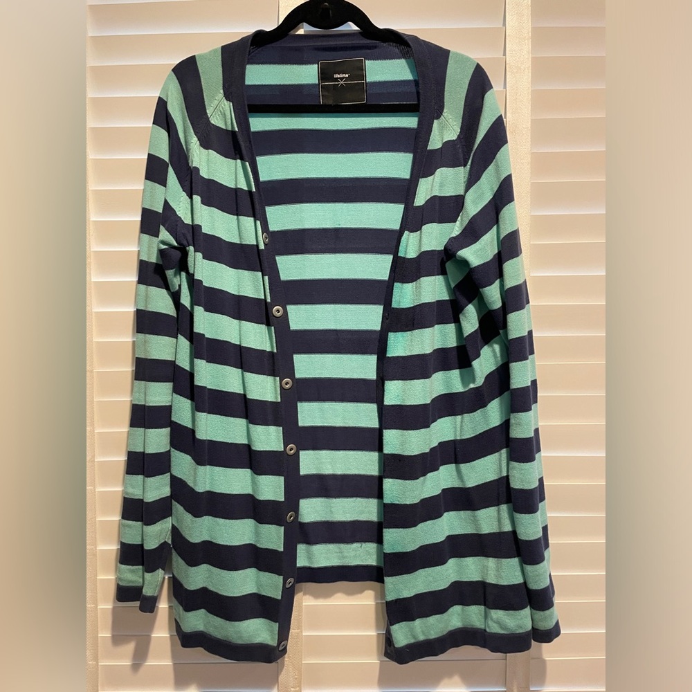 Lifetime Striped Cardigan Size L